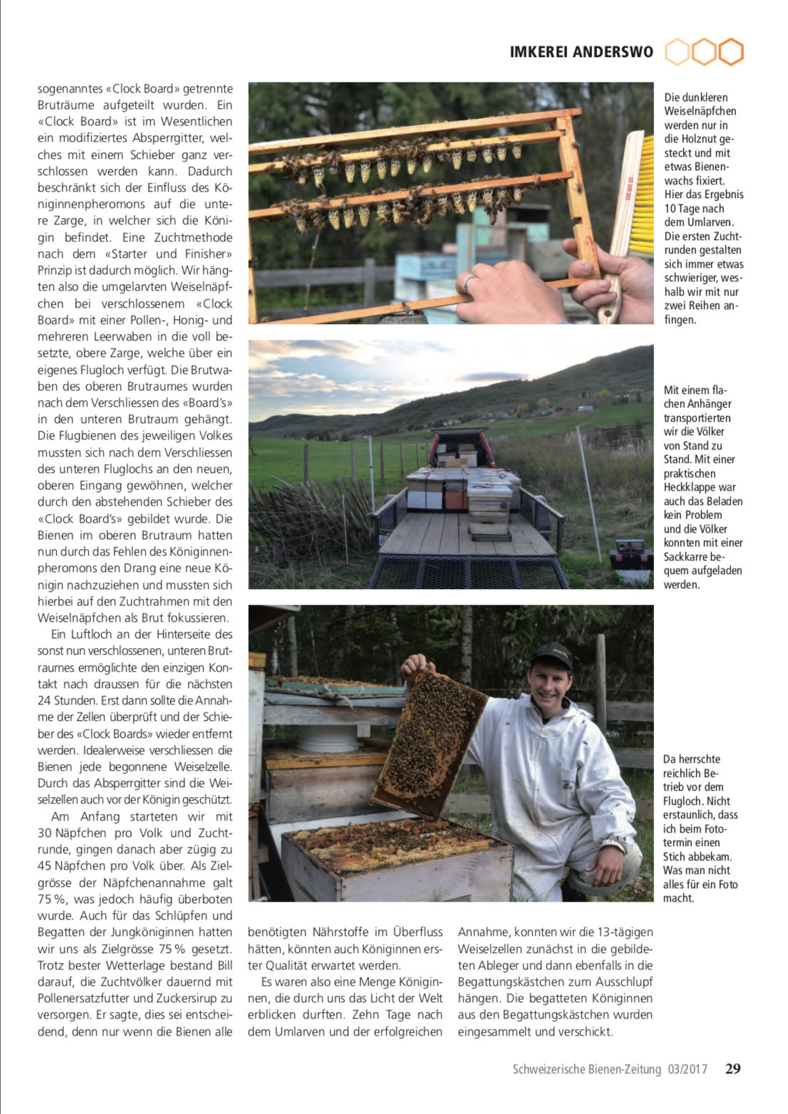 Artikel Imker auf Weltreise-dritte Station: Kanada Seite 4 Schweizerische Bienenzeitung Felix Mrowka